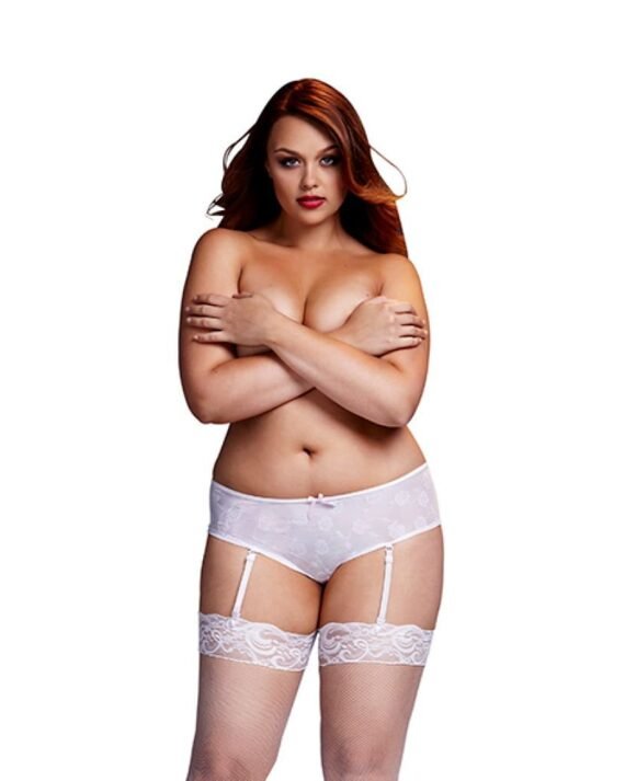 Baci - White Rose Open Crotch Boyshort Panty XL