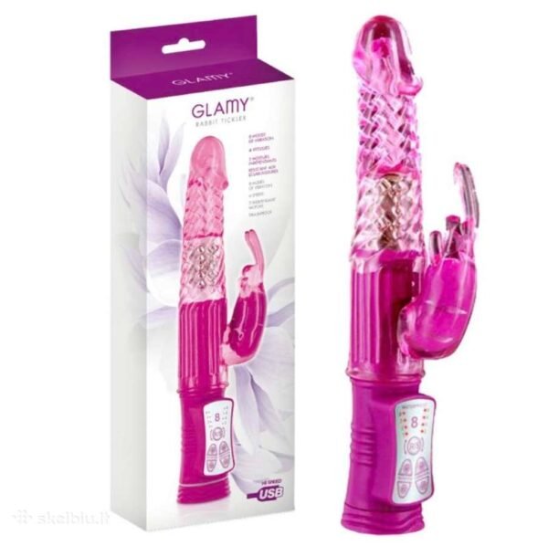 Rotacinis vibratorius kiškutis rožinis Glamy - Image 3